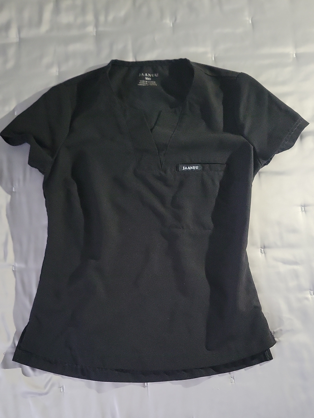 Jaanuu Black V-Neck Scrub Top with One-Pocket XXS